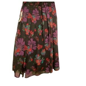 ModCloth Women’s Midi Floral Lined Vintage Style Pockets Floral Skirt Poly New 6
